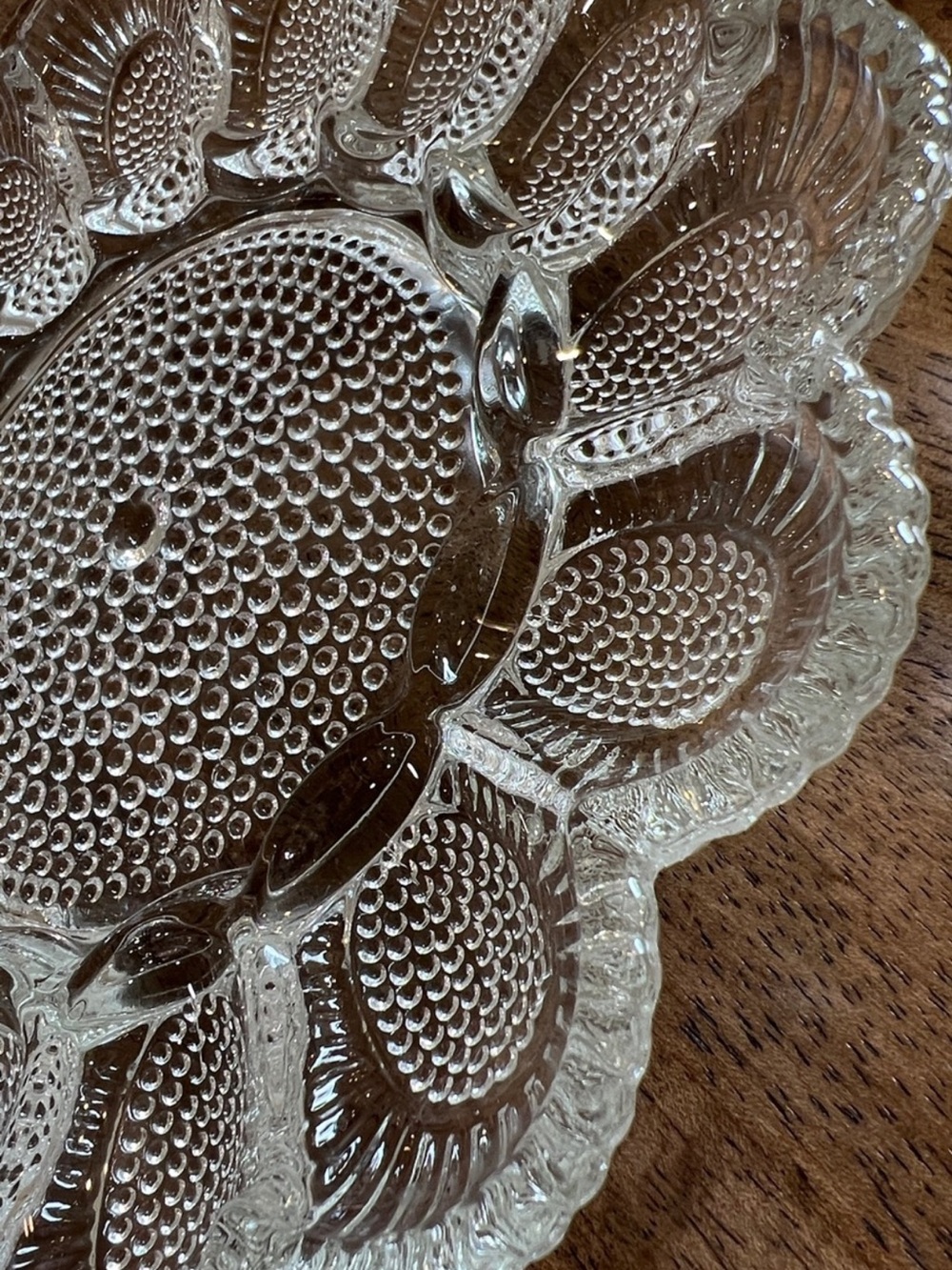 Indiana Glass Vintage 2410 Hobnail Egg Relish Tray Deviled Egg Platter 11”